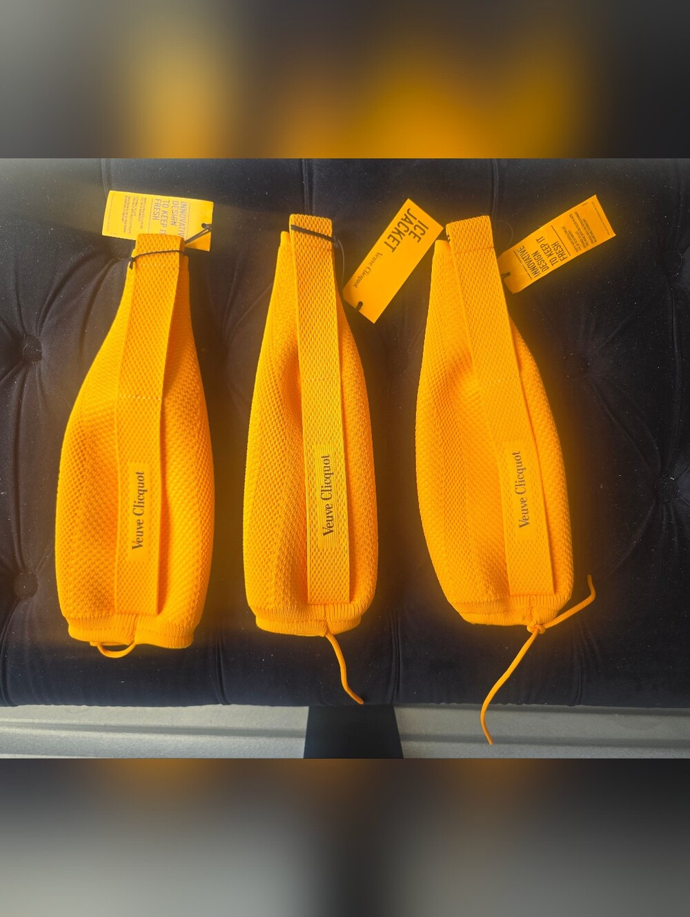 NWT Veuve Clicquot Ice Jacket Bottle Chiller Sleeve Orange Set Of 3
